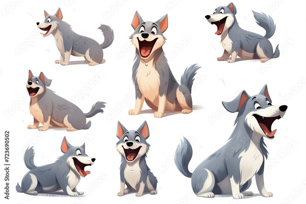 set of cute husky dogs with different poses 