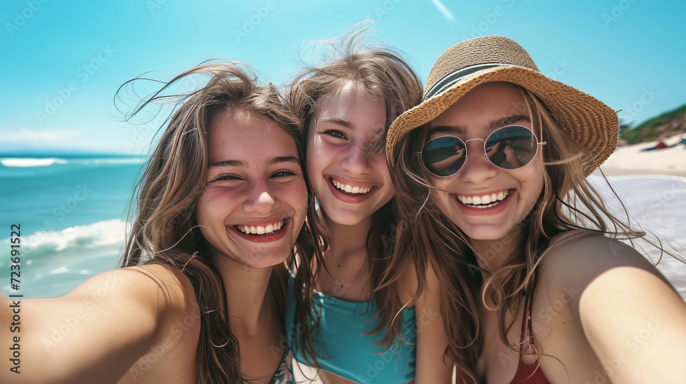 Sunny Beach Day Friends Enjoyment Sunny Beach Day Friends Enjoyment