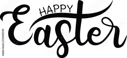Happy Easter Hand drawn and brush pen lettering, isolated on white. ZIP file contains EPS, JPEG and PNG formats photo