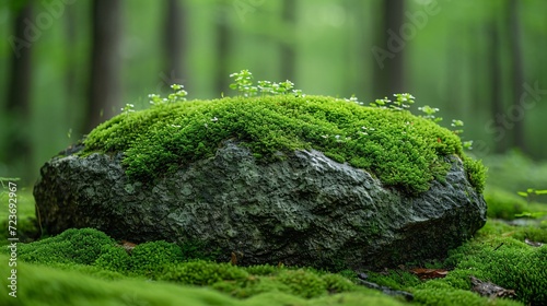 A Rocky Mossy Paradise: A Glimpse into the World of Mosses and Lichens Generative AI