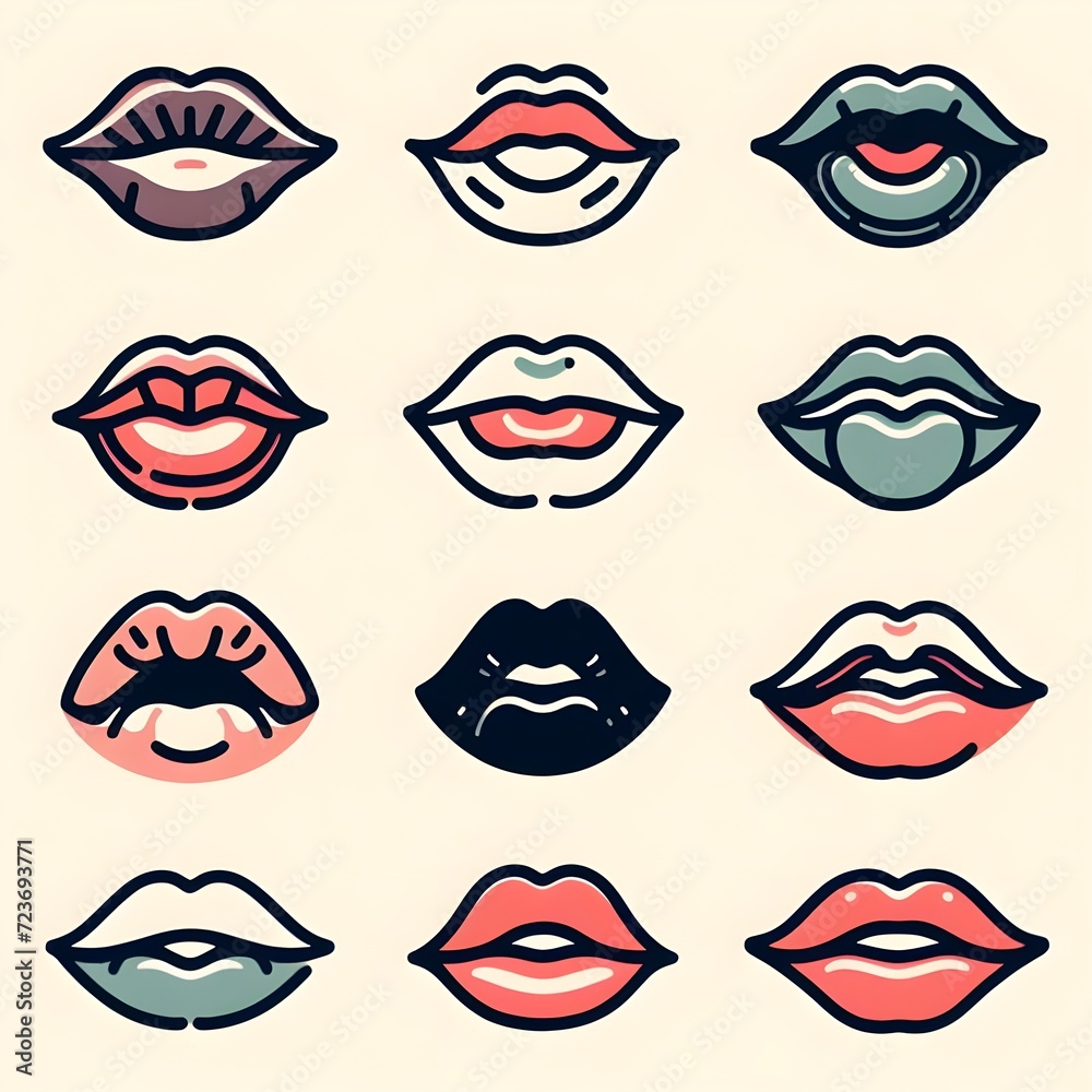 Abstract Digital Art Illustration of Stylized Lips in a Contemporary Design Abstract Digital Art Illustration of Stylized Lips in a Contemporary Design