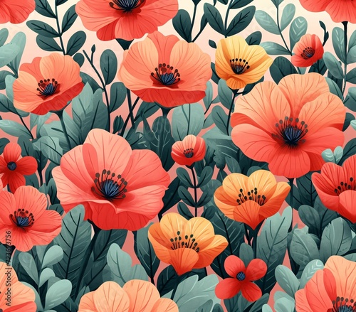 Flower Power  A Vibrant Display of Poppies in a Monthly Calendar Generative AI