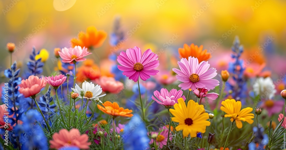 Blooming Beauties: A Vibrant Flower Field in Full Bloom Generative AI