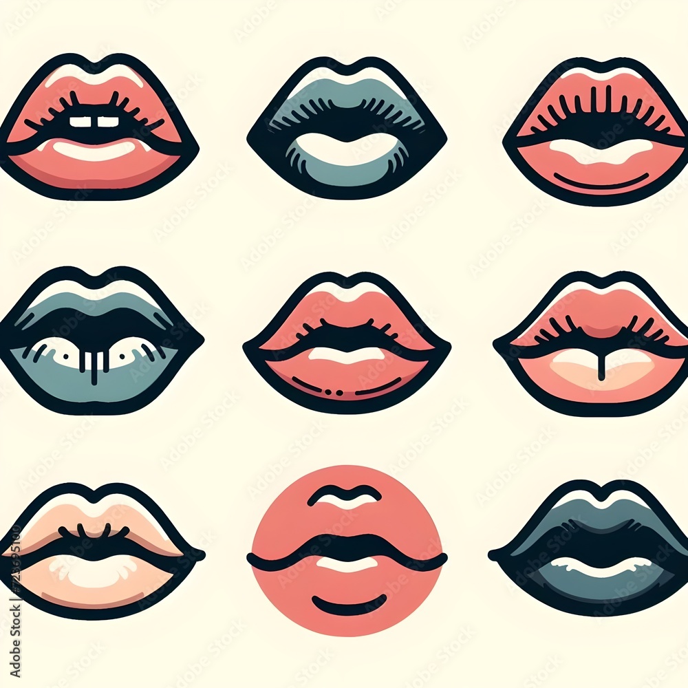 Abstract Digital Art Illustration of Stylized Lips in a Contemporary Design Abstract Digital Art Illustration of Stylized Lips in a Contemporary Design