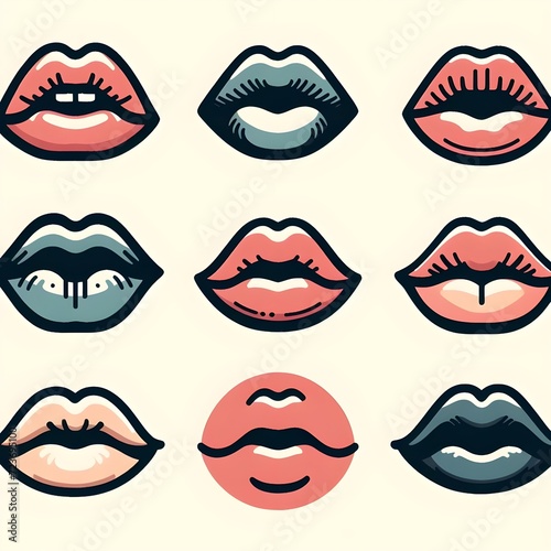 Abstract Digital Art Illustration of Stylized Lips in a Contemporary Design