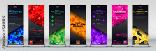 abstract business roll up banner design set for Streets, events, presentations, meetings, annual events, exhibitions in blue, red, green, orange, purple, pink and yellow