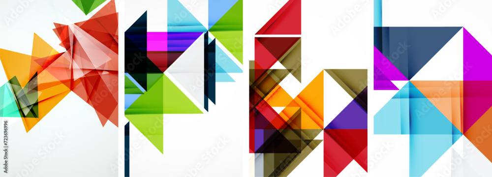 Set of abstract random triangle composition backgrounds. Vector illustration for for wallpaper, business card, cover, poster, banner, brochure, header, website Set of abstract random triangle composition backgrounds. Vector illustration for for wallpaper, business card, cover, poster, banner, brochure, header, website