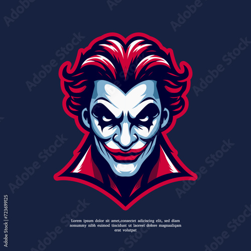 joker head e-sport logo vector illustration
