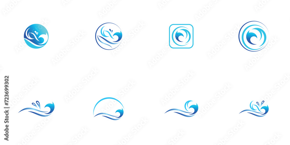 8 top set Simple water logo design with modern concept| premium vector 8 top set Simple water logo design with modern concept| premium vector