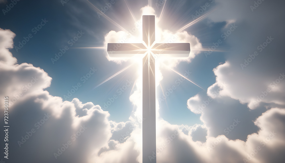 Illuminated Christian Cross Against a Dramatic Sky Illuminated Christian Cross Against a Dramatic Sky