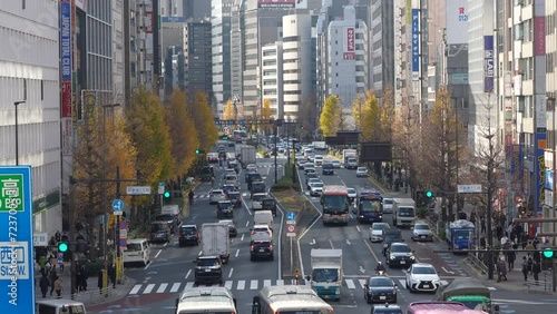 Cars and morning traffic in Shinjuku area photo