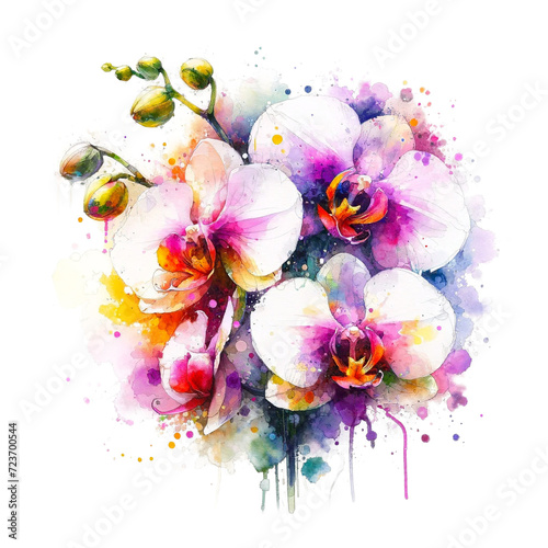 Isolated Watercolor Orchid - Transparent Floral Art