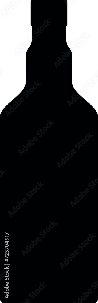 Silhouette of Alcohol Glass Bottle Icon. Vector Illustration. Silhouette of Alcohol Glass Bottle Icon. Vector Illustration.