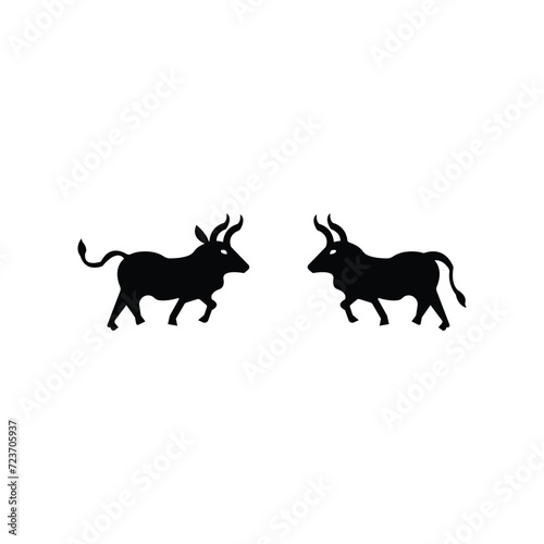 Black and white bull logo design . Circle bull animal logo illustration . Line art bull animal logo © AbrarKhanJahid