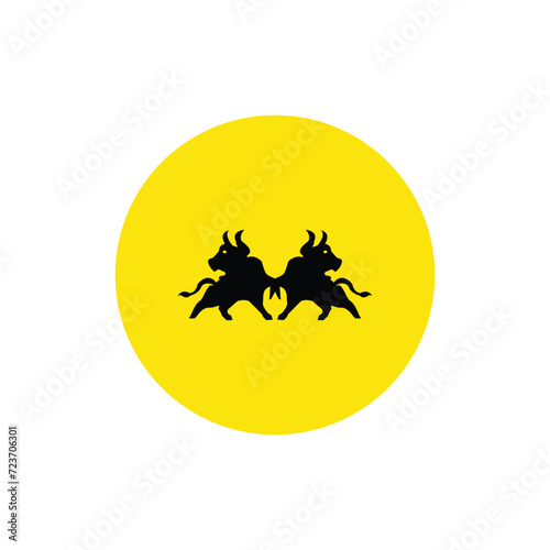 Ox silhouette isolated bulls icons.  Vector illustration of a bull. graphic elements of a matador on white background. Black and white bull logo design