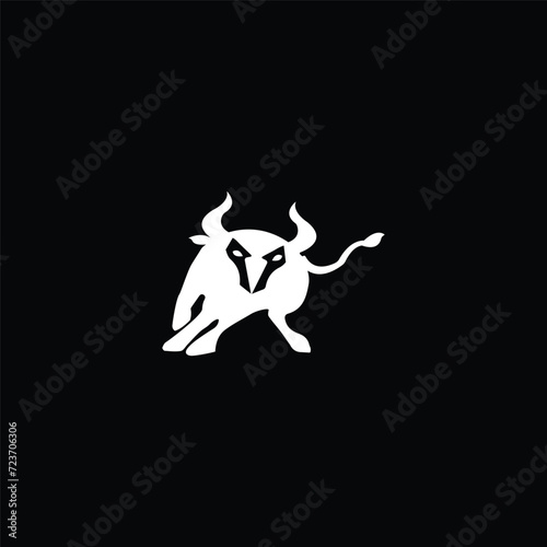 Ox silhouette isolated bulls icons.  Vector illustration of a bull. graphic elements of a matador on white background. Black and white bull logo design