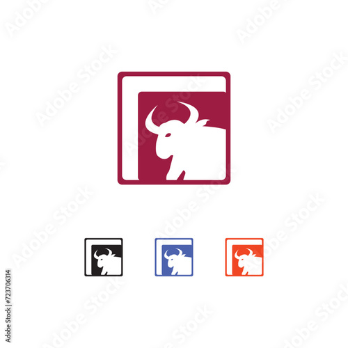 Ox silhouette isolated bulls icons.  Vector illustration of a bull. graphic elements of a matador on white background. Black and white bull logo design
