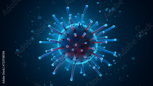 Vector common human virus or bacteria closely isolated on blue background. Model of coronavirus or other virus in blue color