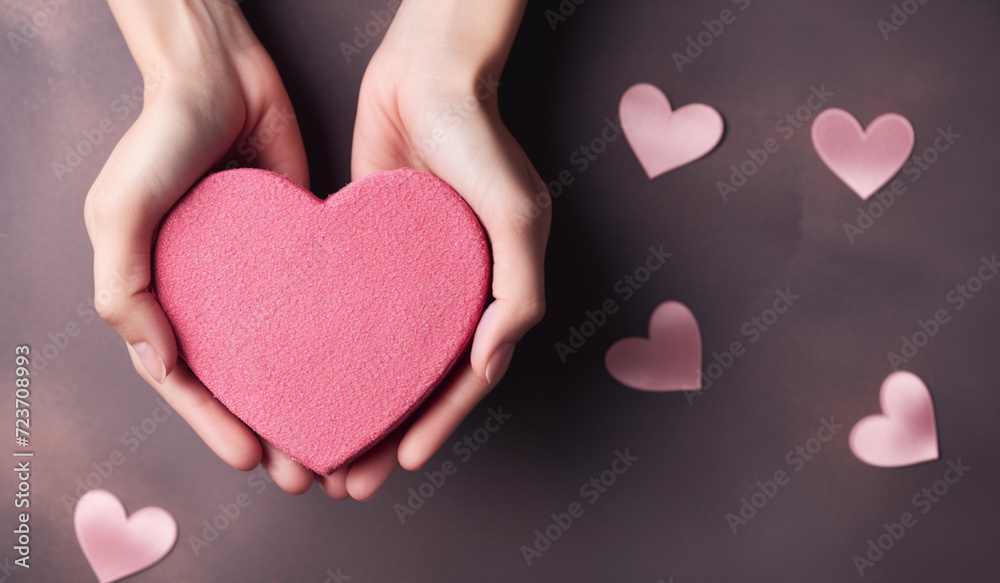 illustration_closeup hands holding red box heart decoration_38
