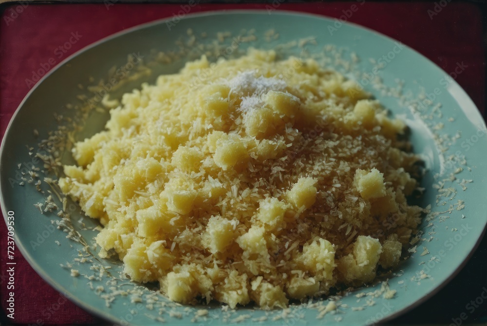 A sweet dessert made from grated cassava, coconut milk, and sugar, often served during celebrations by ai generated A sweet dessert made from grated cassava, coconut milk, and sugar, often served during celebrations by ai generated
