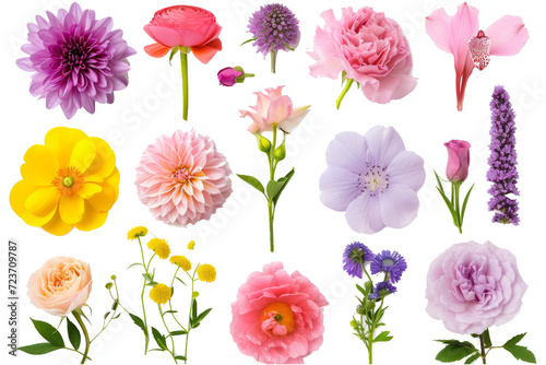 Set of different beautiful flowers