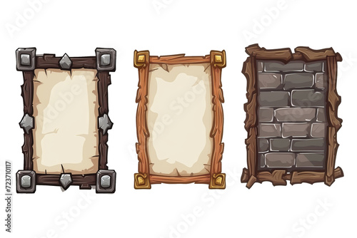 Empty rectangle frames in medieval style for game ui design photo