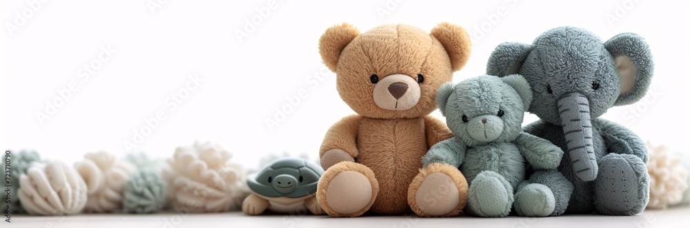 Bear Hug - A cute and cozy scene featuring a brown teddy bear and a blue stuffed turtle, perfect for a Valentine's Day or a birthday celebration. Generative AI