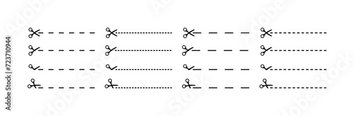 Lines for cutting icons. Linear style. Vector icons