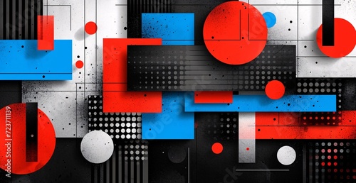 Futuristic Abstract Artwork with Colorful Circles and Squares Generative AI