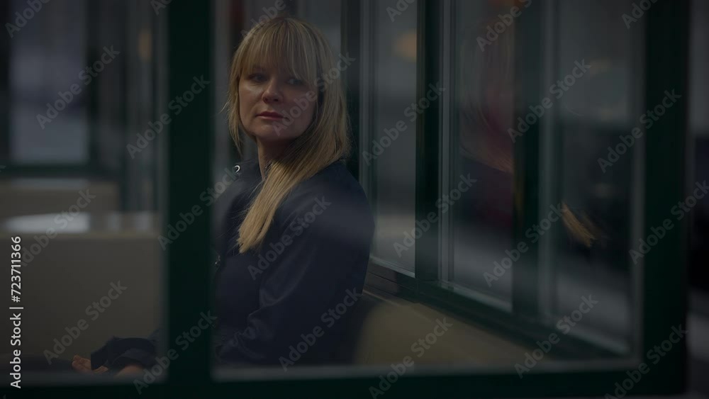 Sad Blond Woman Worried Thinking About Life Problems at Trainstation Sad Blond Woman Worried Thinking About Life Problems at Trainstation