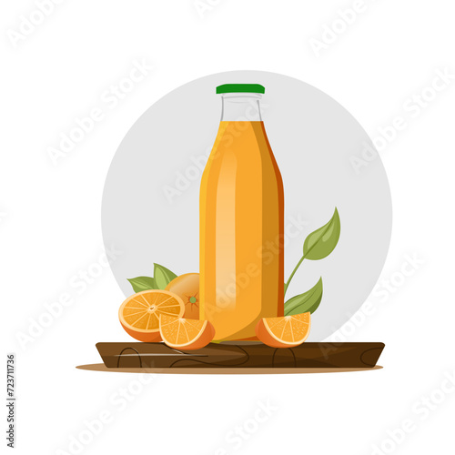 Vector orange juice and fruits mockup