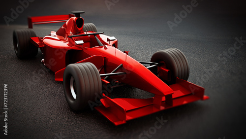 Generic racing car isolated on black background. 3D illustration