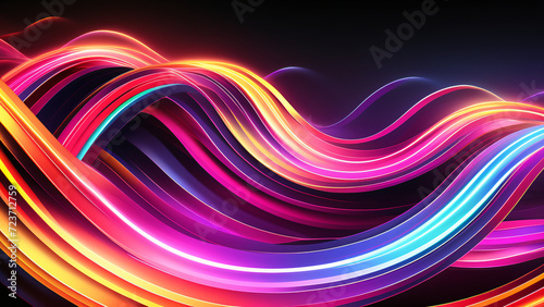 Glowing Lines of Motion in Colorful Abstract Space © Uncle-Ice