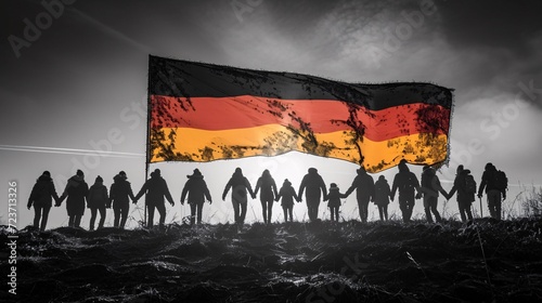 German Flag Waving in the Wind: A Celebration of Unity and Patriotism Generative AI © Jhanvi