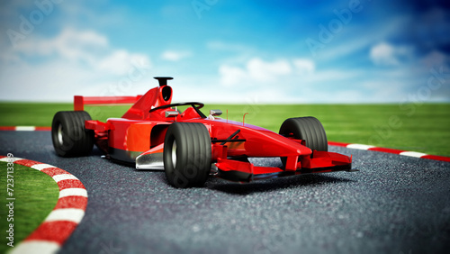Generic racing car on the race track. 3D illustration