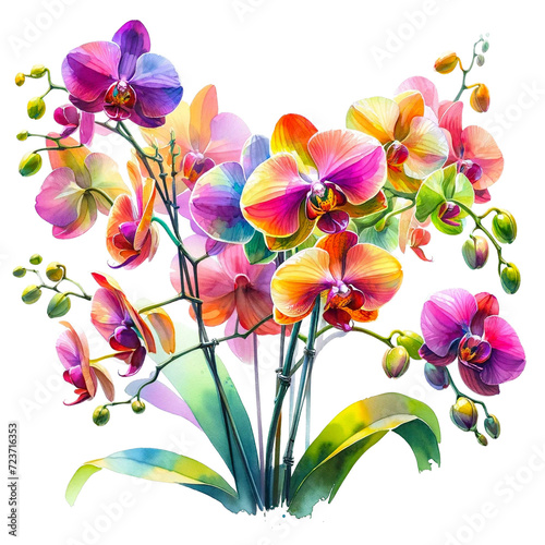 Isolated Watercolor Orchid - Transparent Floral Art