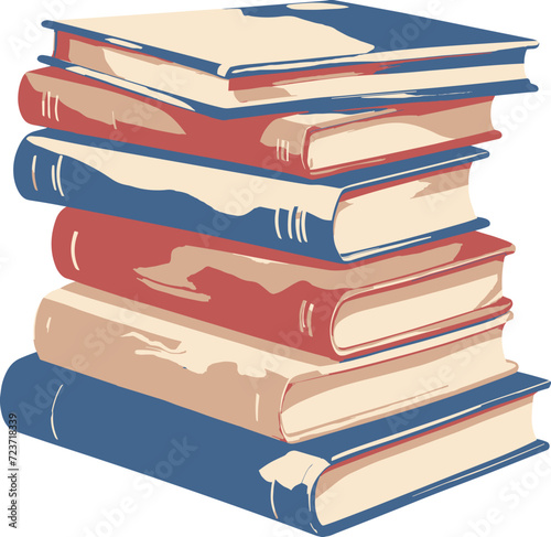 Stack of colorful textbooks illustration isolated on transparent background 