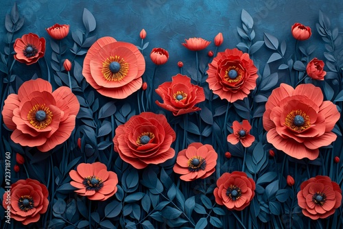 Flower Power: A Vibrant Display of Red Poppies Generative AI