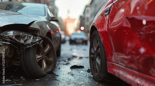 Close up car crash dangerous accident on the road. car collision  Generated AI.