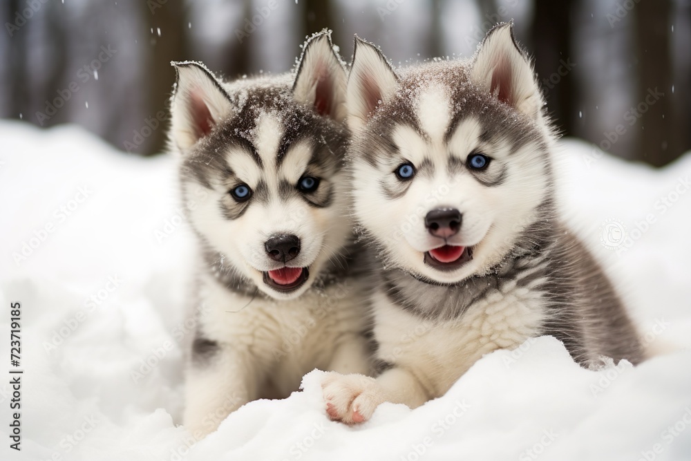 husky dog in snow husky dog in snow