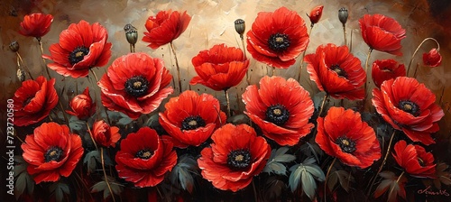Red Poppies in Bloom: A Vibrant Display for the Month of May Generative AI