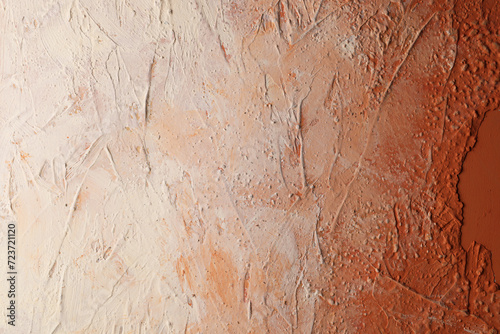 Parete con texture materica dipinta a tempera di colore arancio-beige; spazio per testo photo
