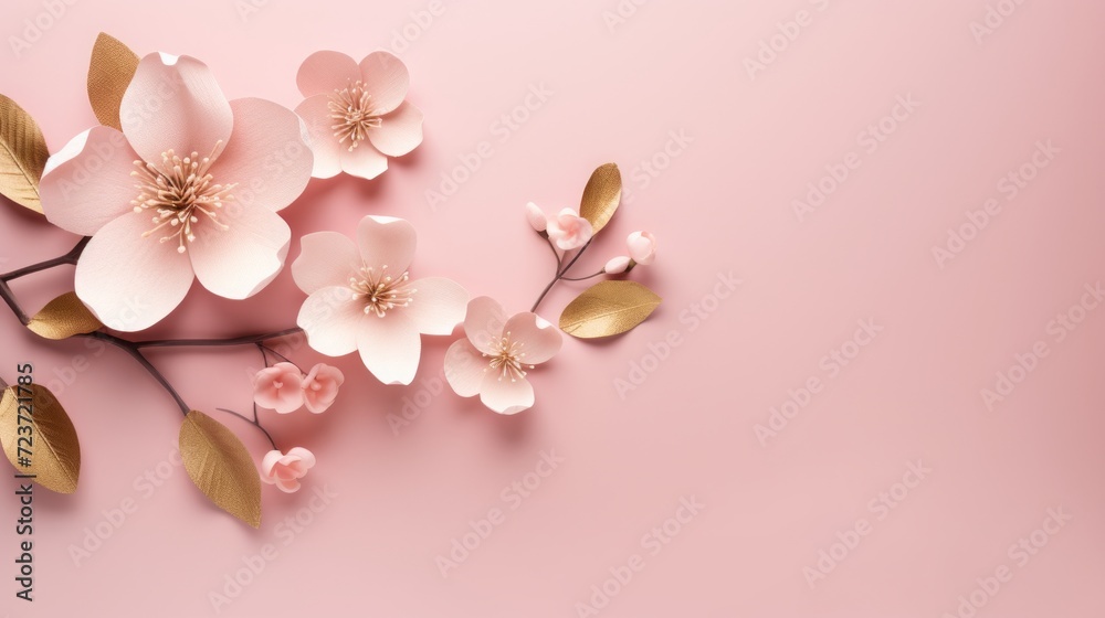 International women's day poster with composition of spring pink flowers International women's day poster with composition of spring pink flowers