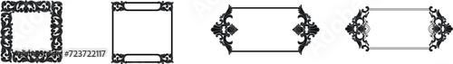Set of vintage border frame engraving with retro ornament pattern in antique baroque style decorative design. Vector	
