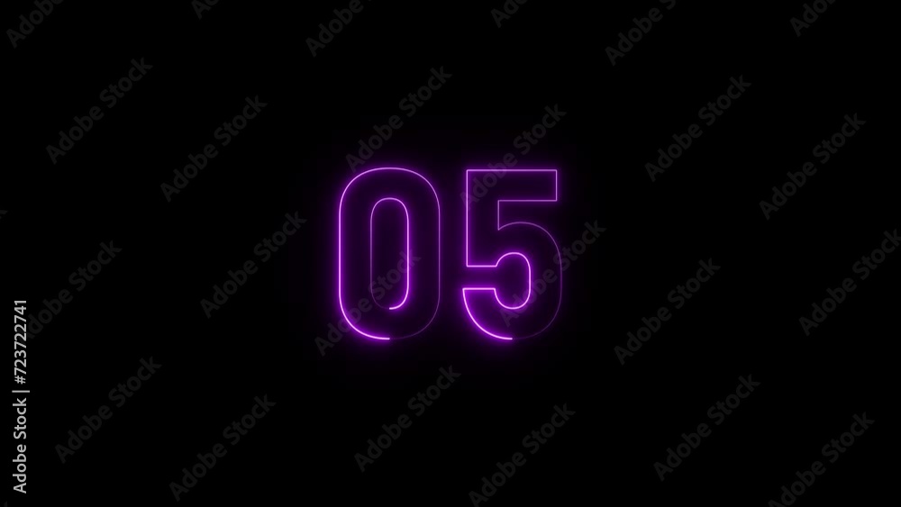 Neon light 10 seconds timer countdown animation. 10 to 0 second. Neon light 10 seconds timer countdown animation. 10 to 0 second.