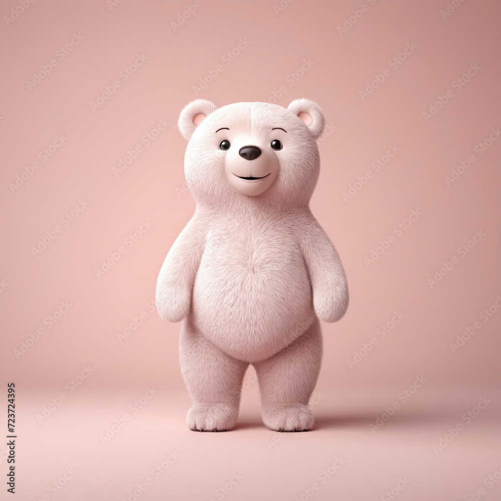 big cute smilling tedy bear in pastel colors on pastel color background big cute smilling tedy bear in pastel colors on pastel color background