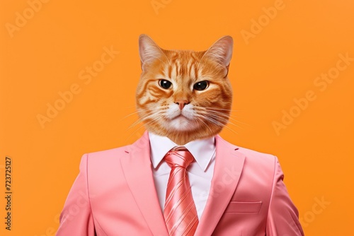 Chic Feline Executive in Vibrant Suit - Elegance and Whimsy Combined - Generative AI © Gelpi