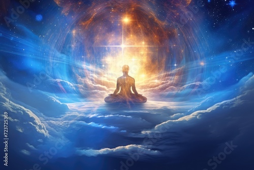 Transcendent Meditation: A Journey to Cosmic Consciousness Above Clouds - Generative AI