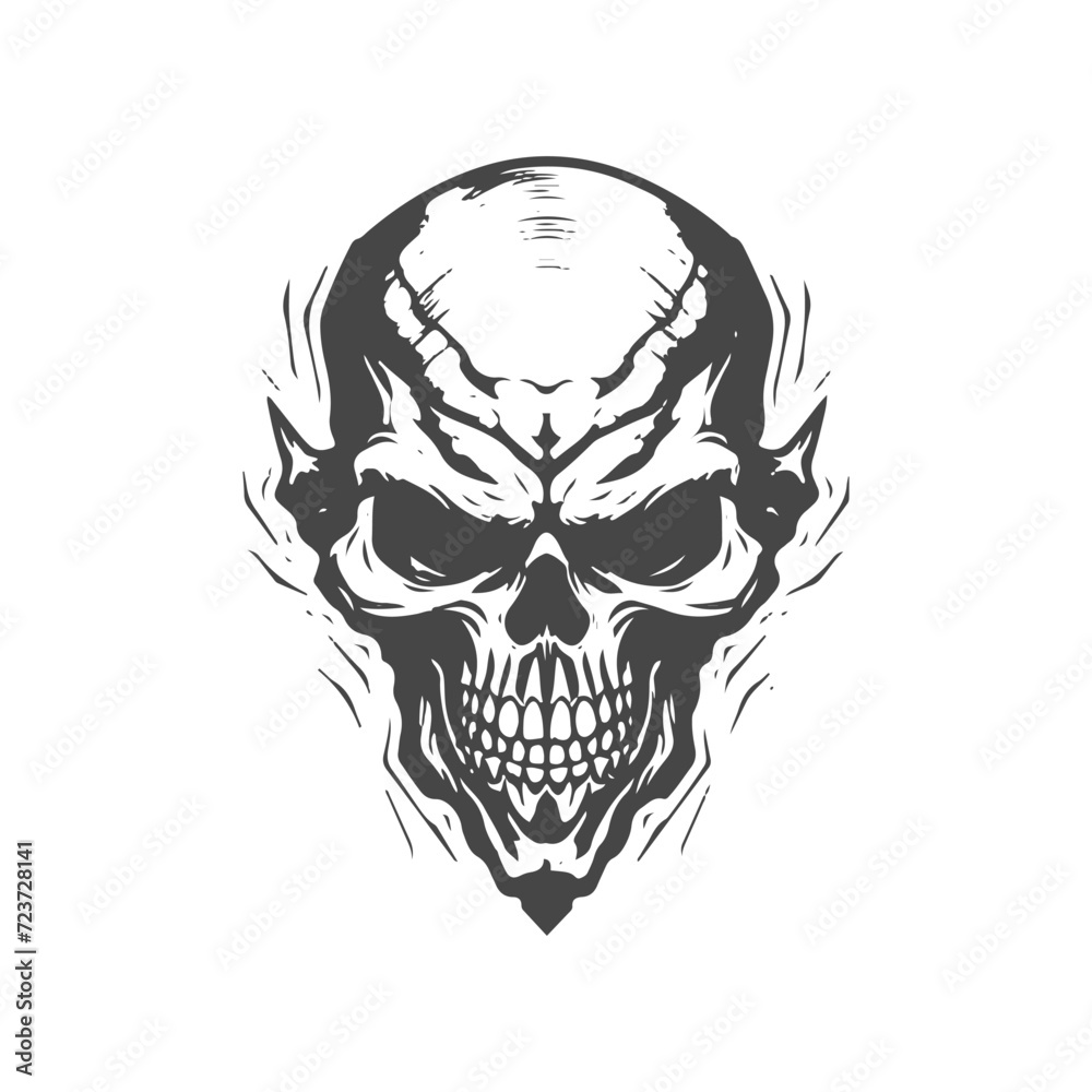 artistic skull tattoo art logo