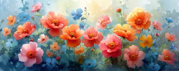 Blooming Beauties: A Colorful Flower Painting for the Month of May Generative AI